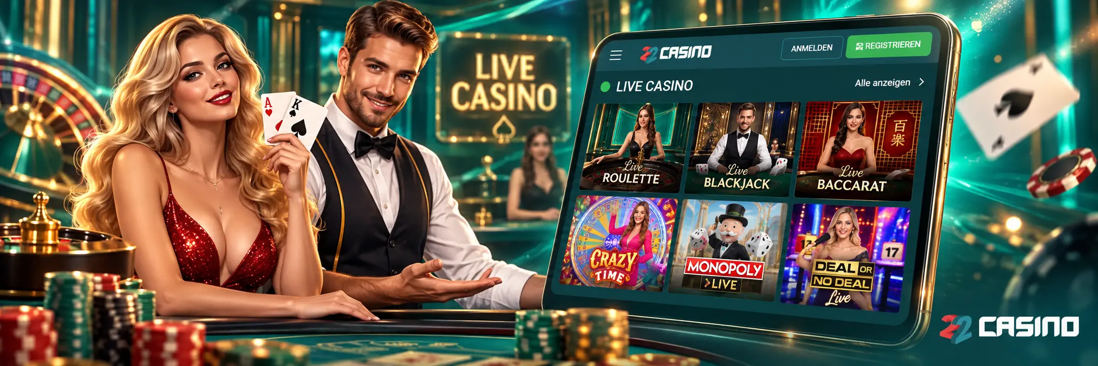 Wie startest du 22Casino Live Spiele?