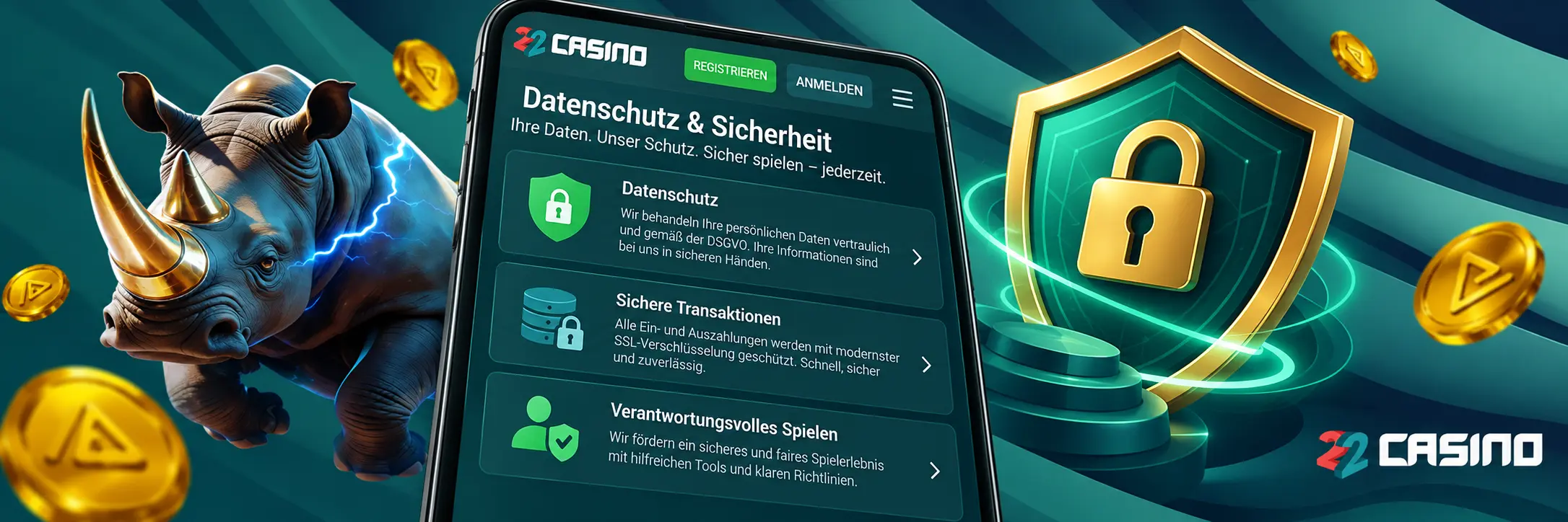 Registrierung und Login bei 22Casino